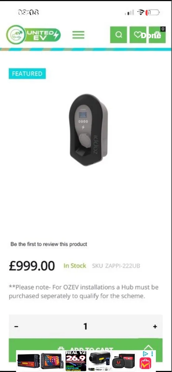 untethered Zappi type 2 car  charger new - Image 3