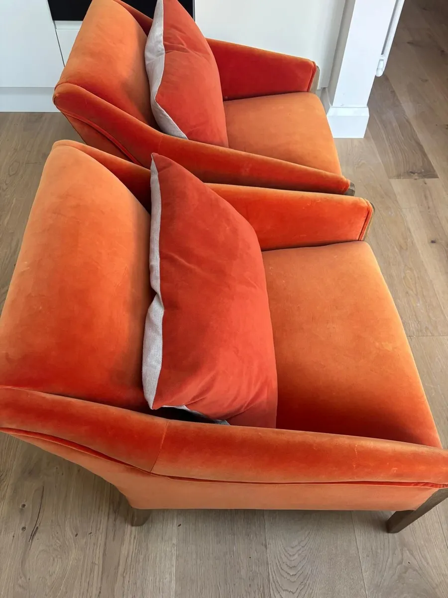 Armchairs – Pair - Oriana B - Burnt Orange Velvet - Image 4