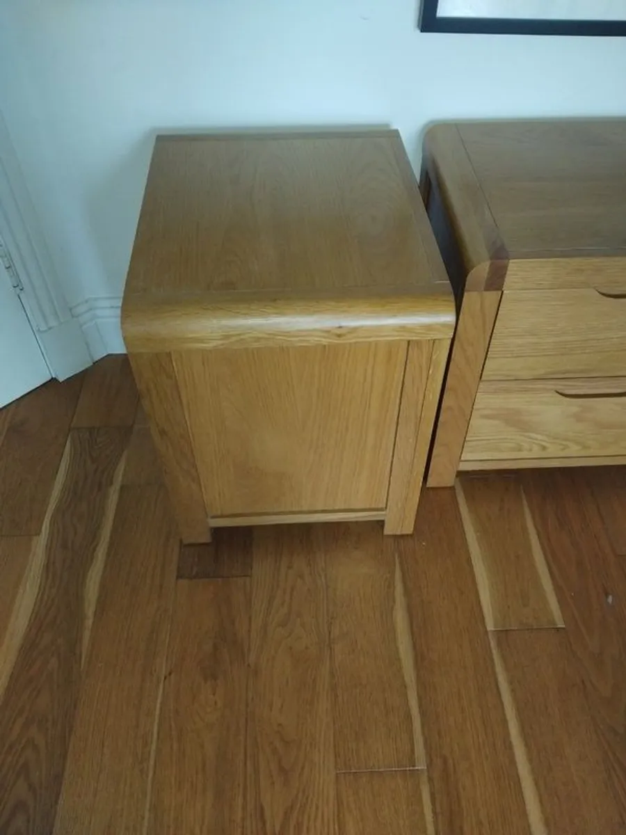 Pair of Two Drawer Oak Bedside Tables - Image 2