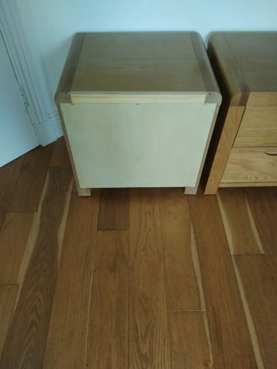 Pair of Two Drawer Oak Bedside Tables - Image 3