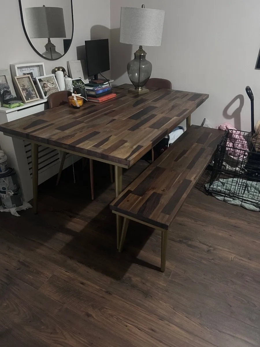 Solid Wood Dining Table & Bench – Michael Murphy F - Image 1