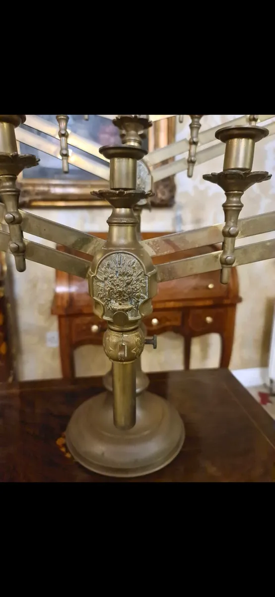 19th century brass adjustable candleabra - Image 3