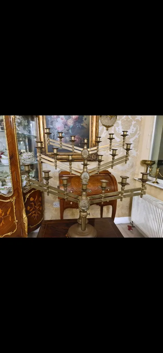 19th century brass adjustable candleabra - Image 1