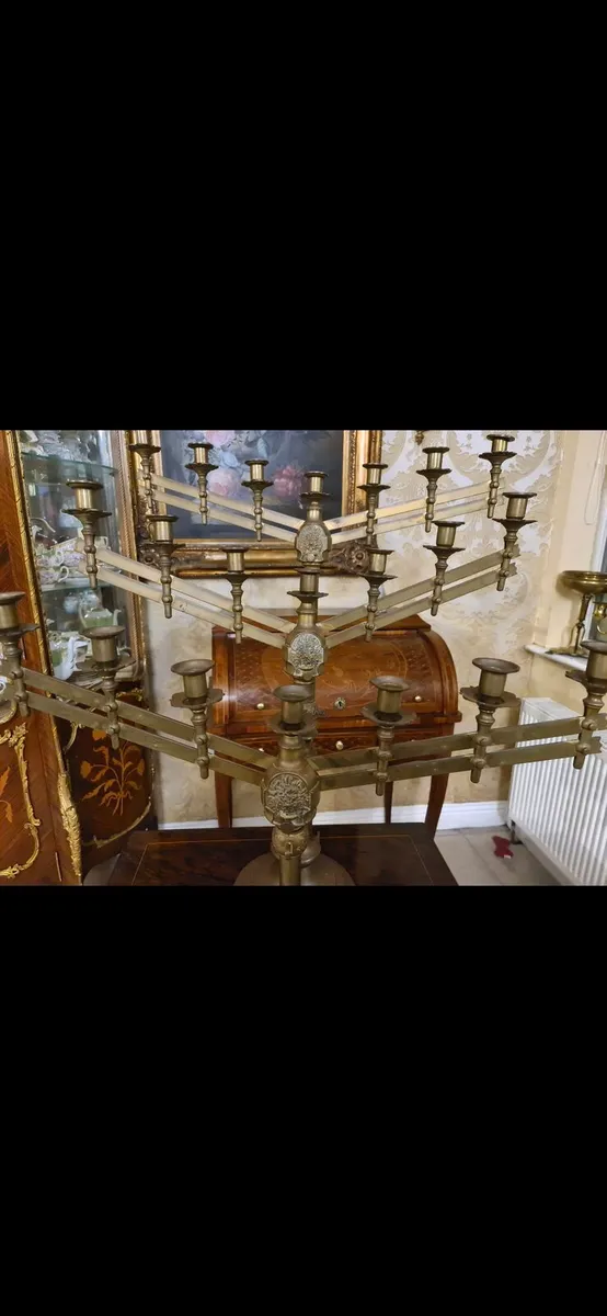 19th century brass adjustable candleabra - Image 2