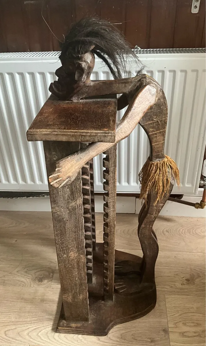 Vintage AfricanArt Hand Carved CD Holder - Image 4