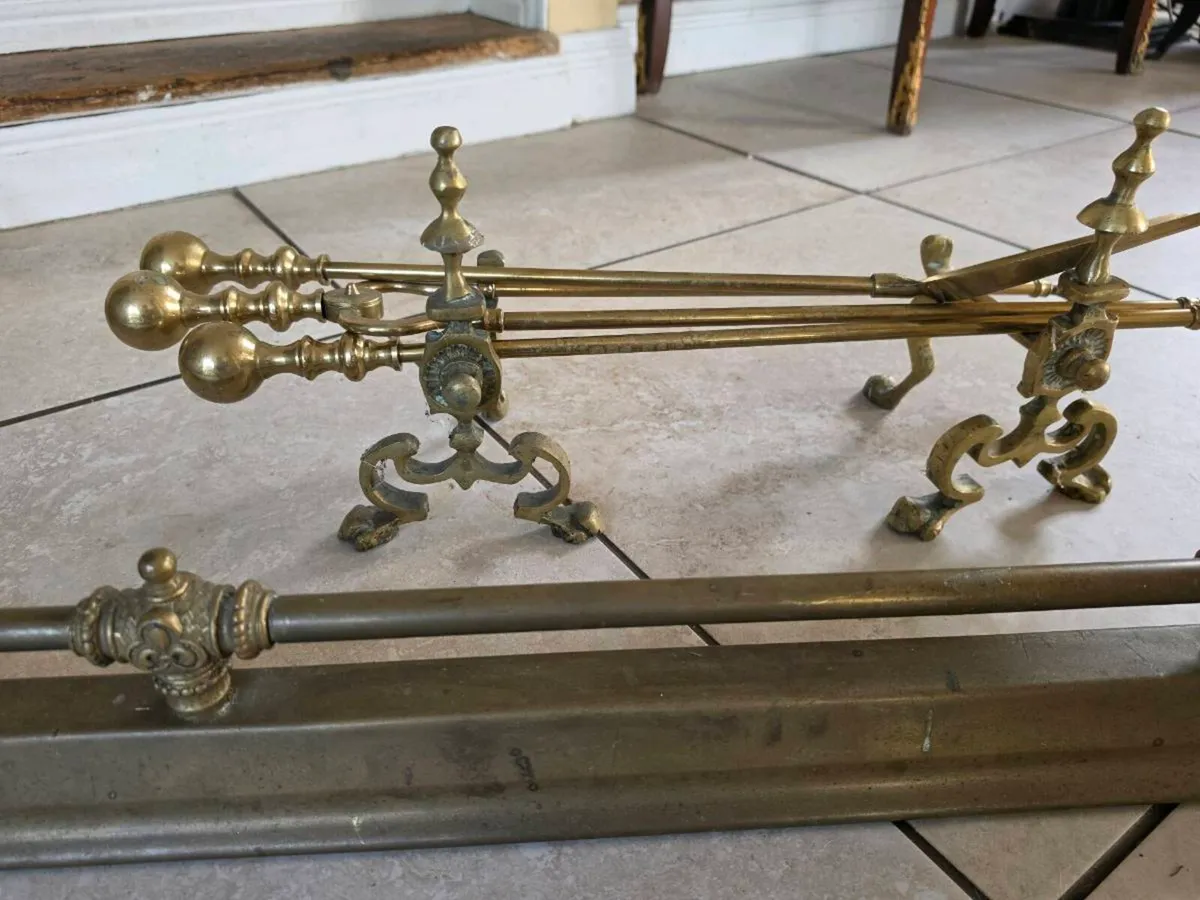 Antique Fender Andirons and companion set - Image 2