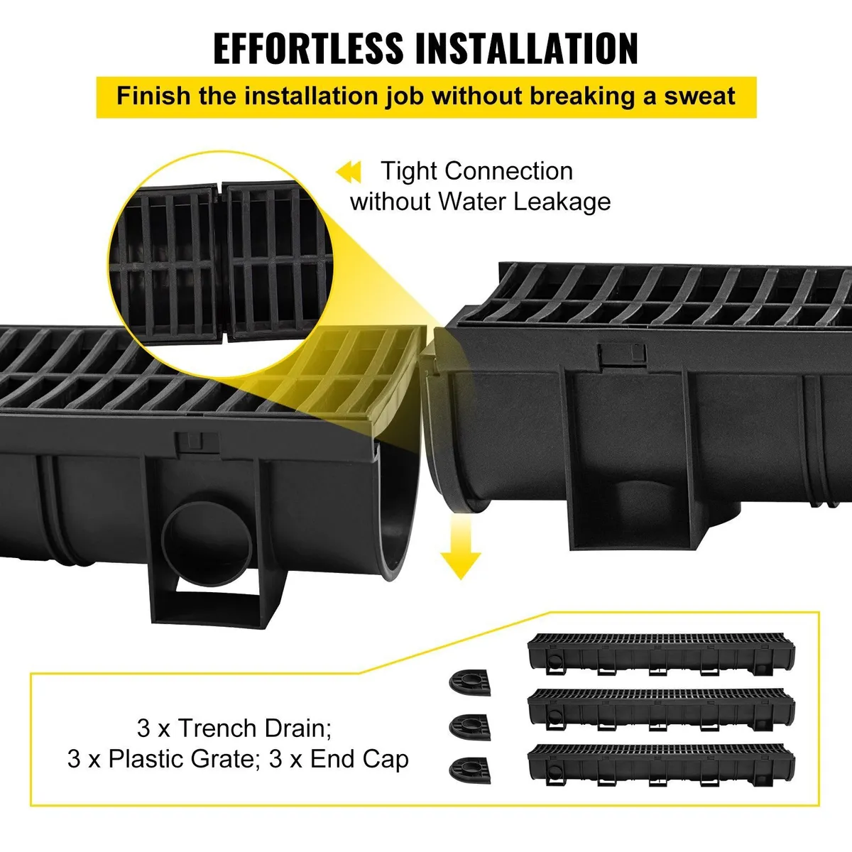 Trench Channel Drain Kit Driveway Patio 3 Pack - Image 4