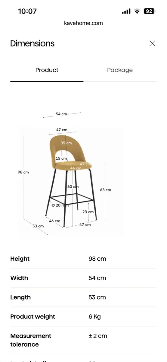 Kave Home Upholstered Bar Stools – Set of 2 - Image 1