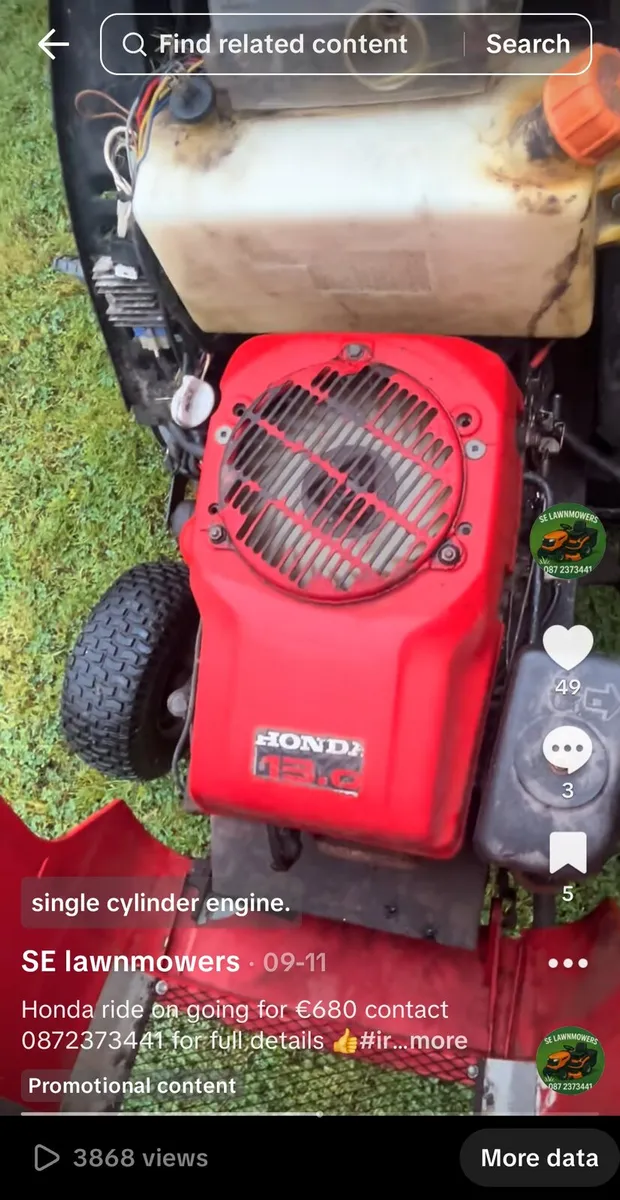 Honda lawnmower for sale - Image 3