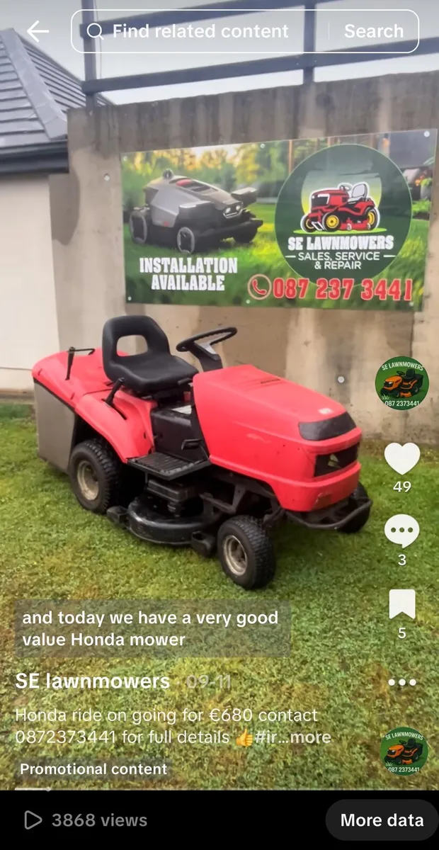 Honda lawnmower for sale - Image 1