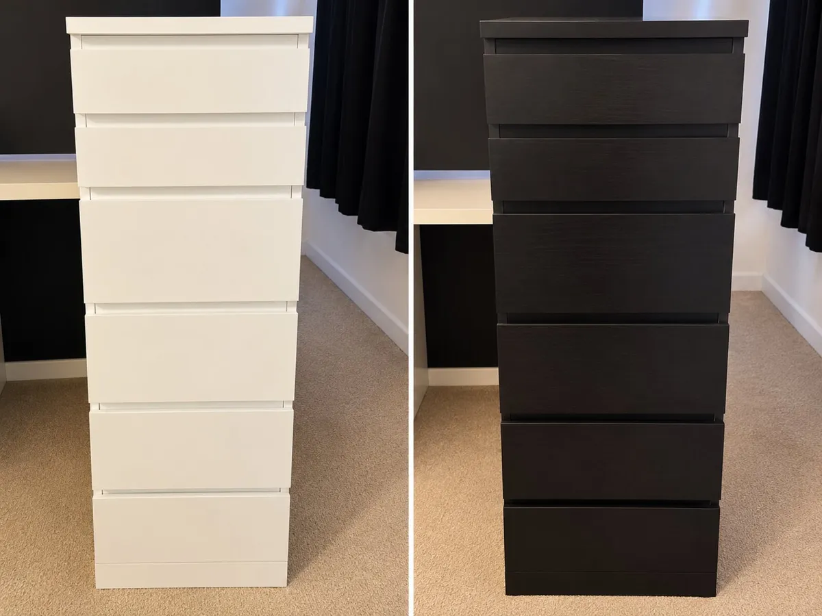 2 Tall 6-Drawer Chests – White & Black