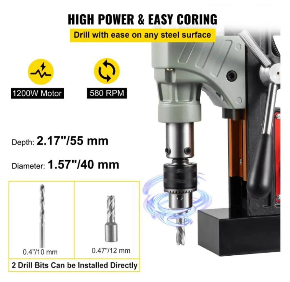 1200W Portable Electric Magnetic Drill Press 40mm - Image 4