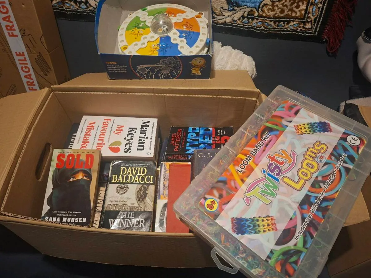 Box of books/board game/loom band kit FREE - Image 1