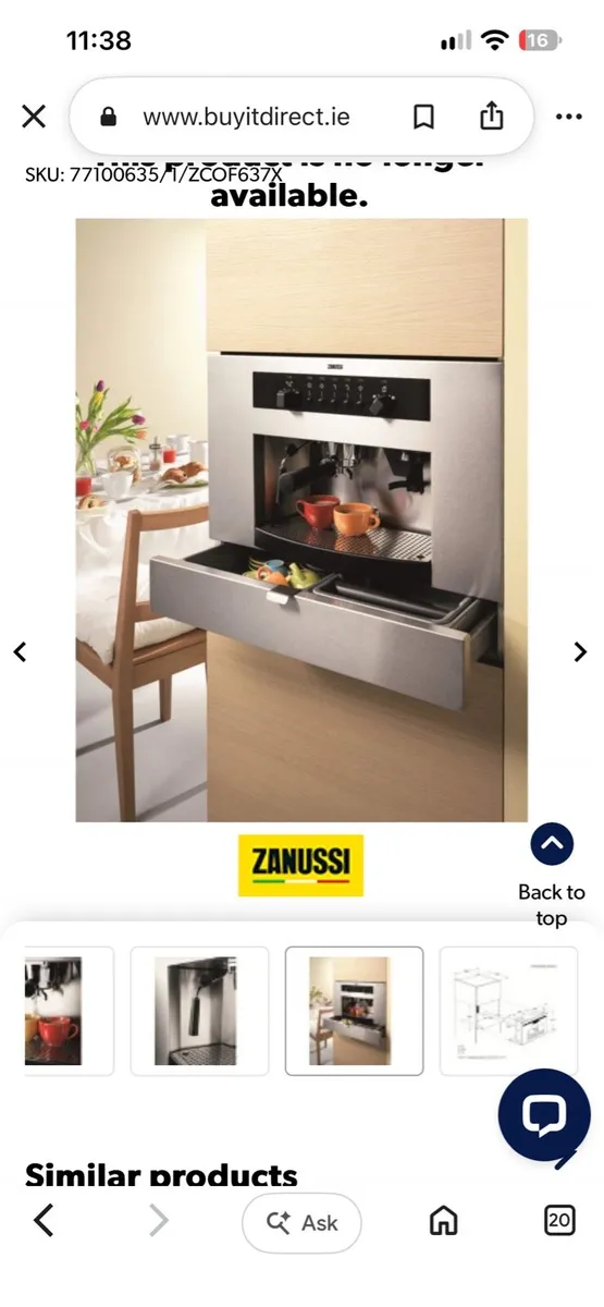 Zanussi built in coffee machine - Image 1