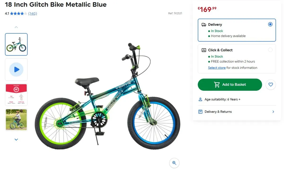 4-8 Years Kids Bike - 18 Inch + Extra - Image 1