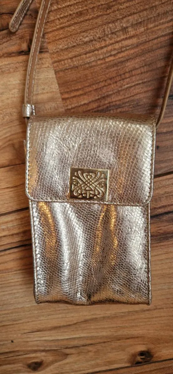 Gold Metallic Crossbody Phone Bag - Image 1