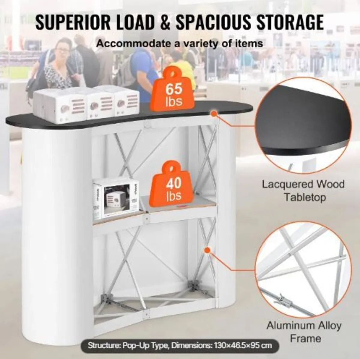 Portable Tradeshow Podium Table, 130 × 46,5 × 95 - Image 4