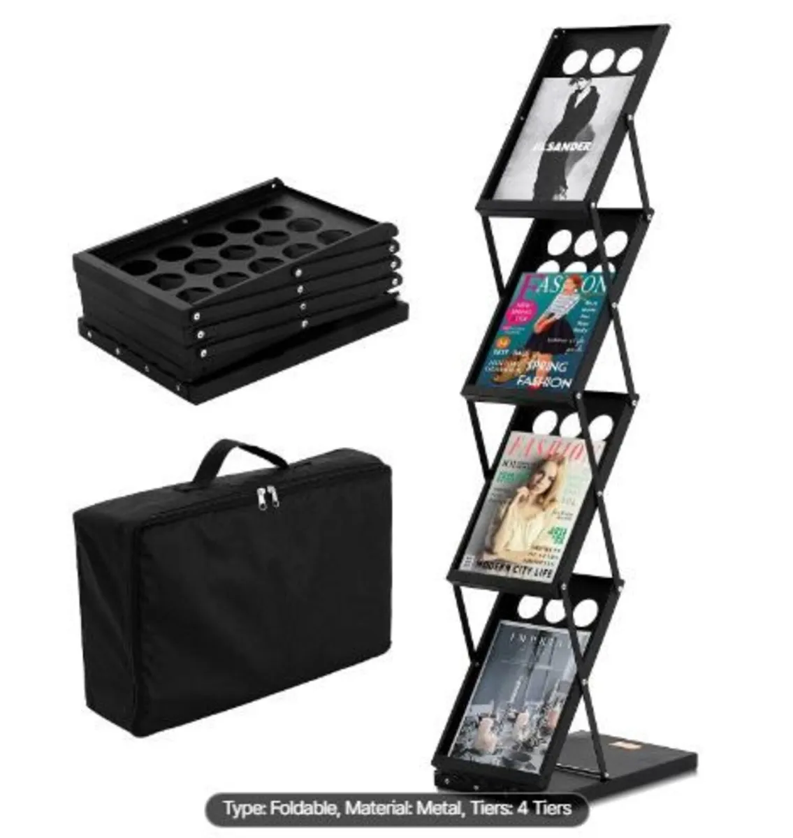 Foldable Magazine Display Rack. 4-Tier - Image 1