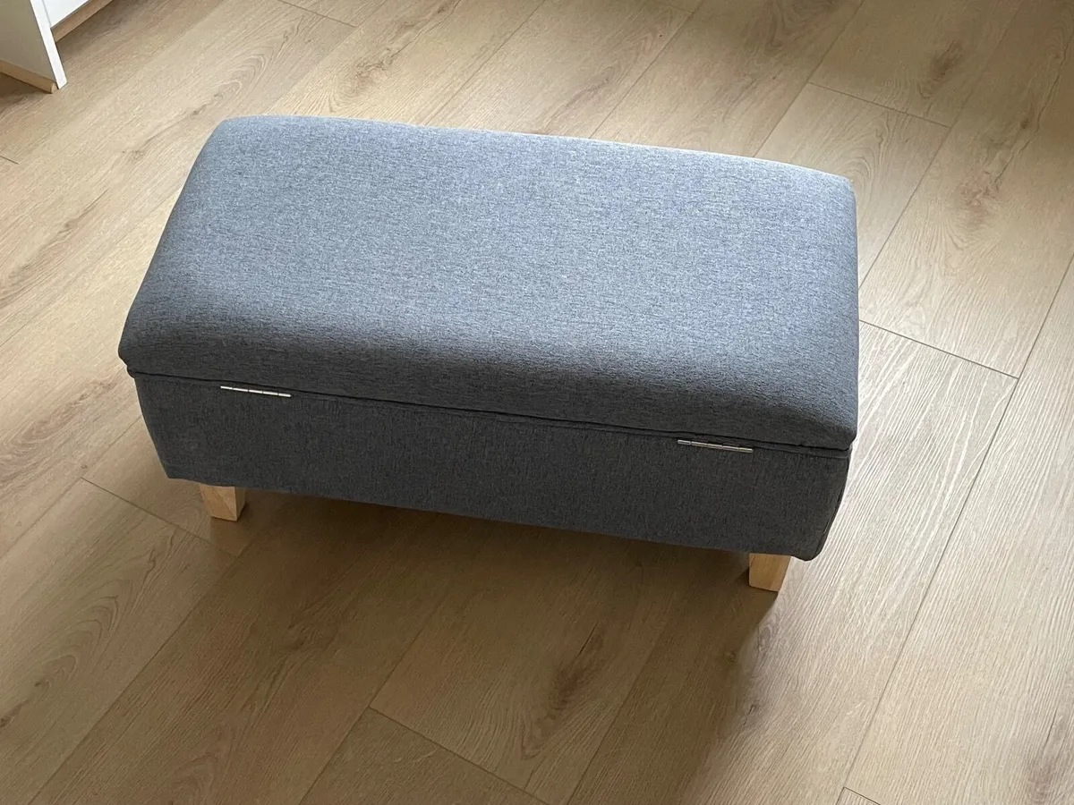 Grey Storage Ottoman - Image 1
