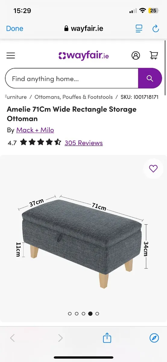 Grey Storage Ottoman - Image 2