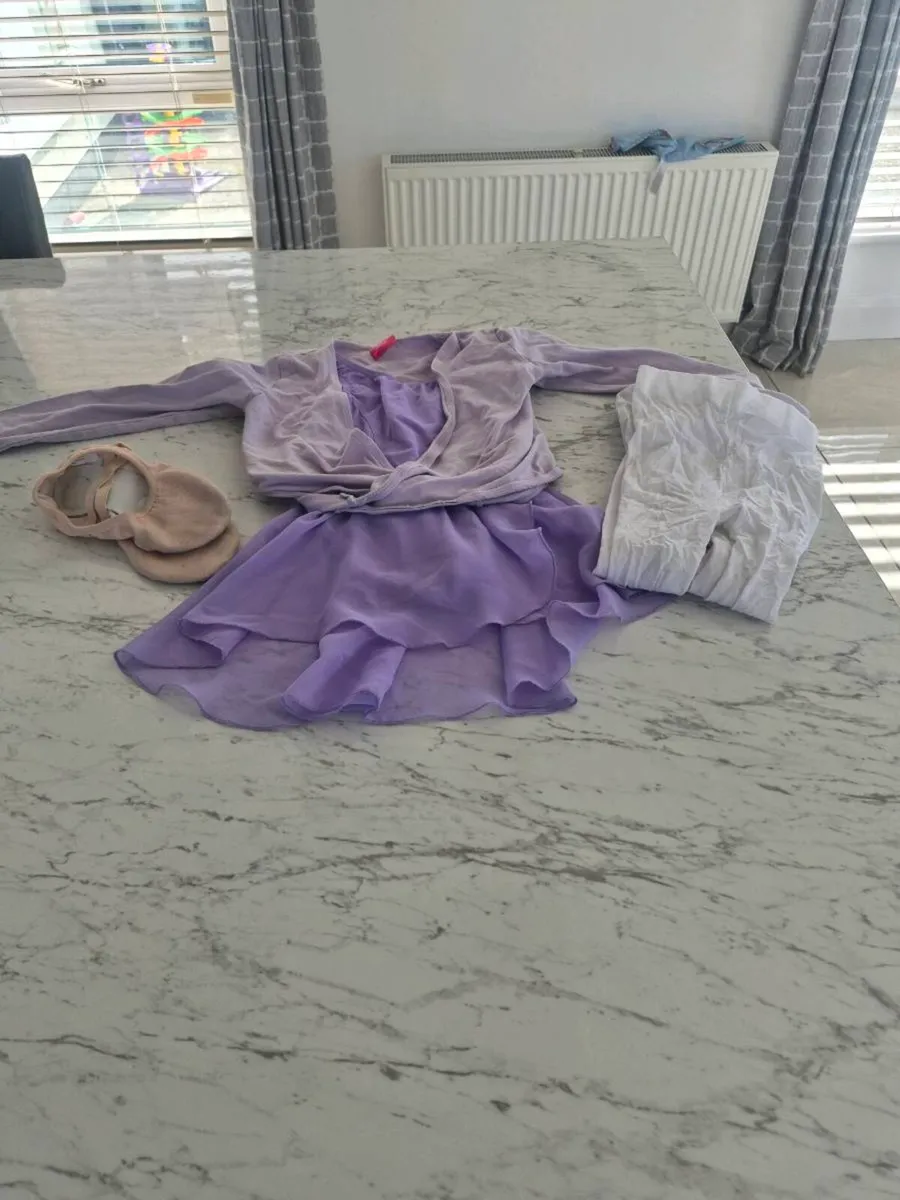 Ballet shoes, leotard, wrap around and tights - Image 1
