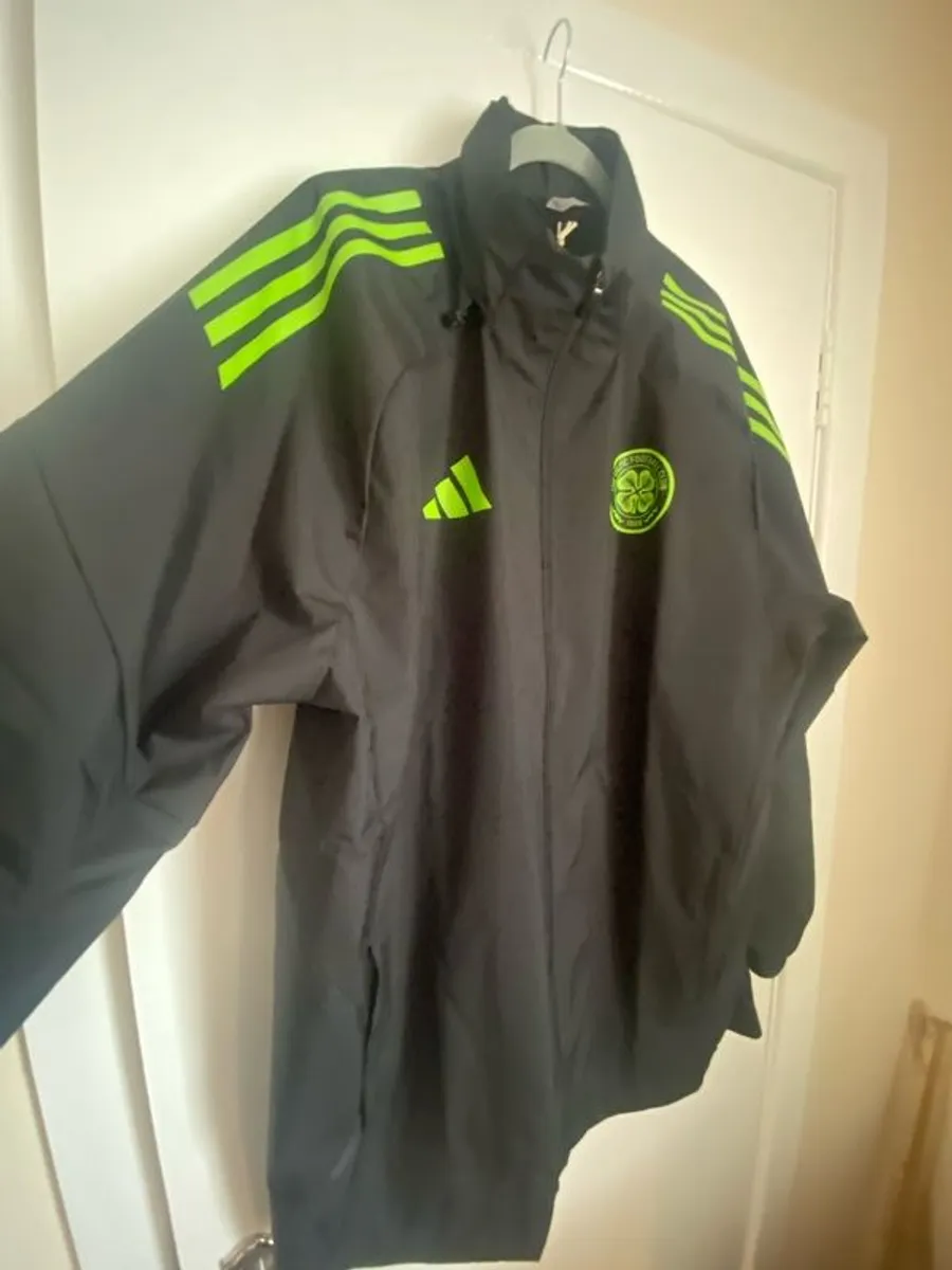 Black and neo green Adidas Celtic all weather jacket - Image 2