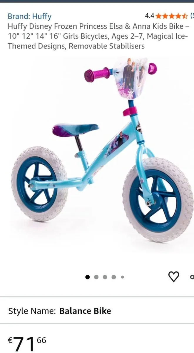12 inch Frozen Dianey Balance Bike - Image 1