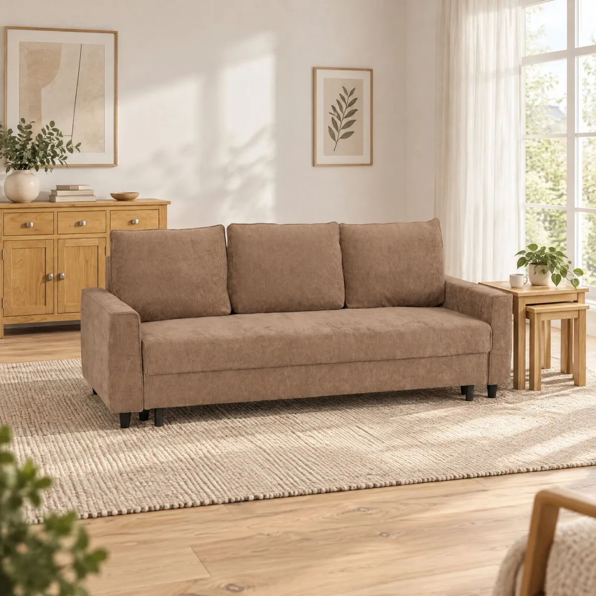 Hudson Sofa Bed Brown Fabric - Image 1