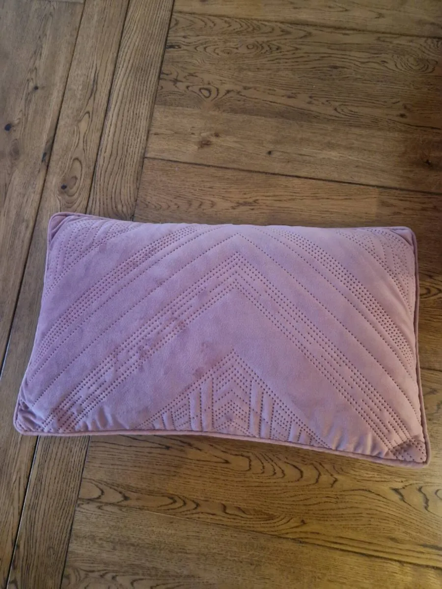 Paul Costelloe Pink Velvet Bedspread & 4 Cushions - Image 2