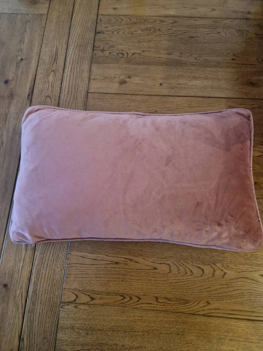 Paul Costelloe Pink Velvet Bedspread & 4 Cushions - Image 3