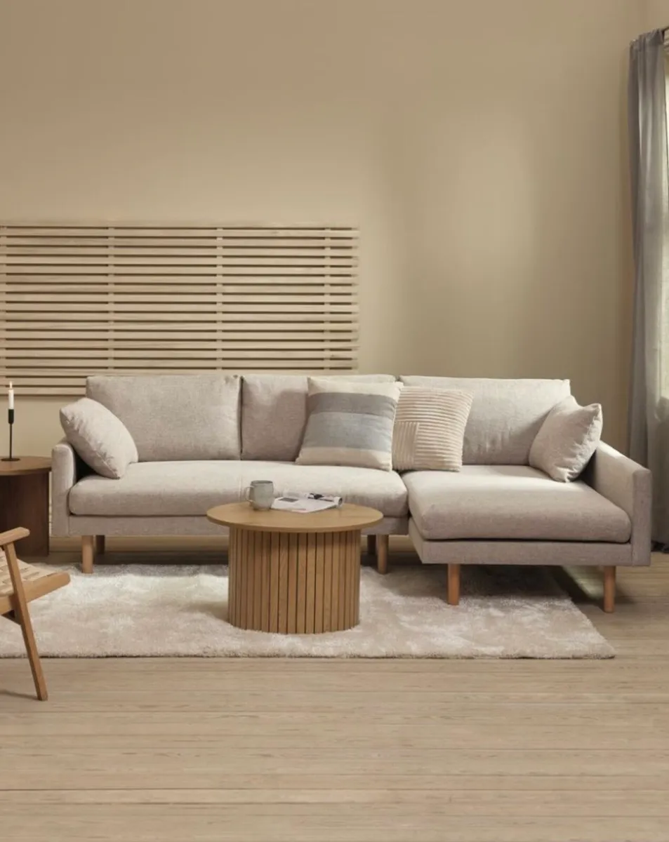 Sofa / Couch chaise longue right, colour sand - Image 1
