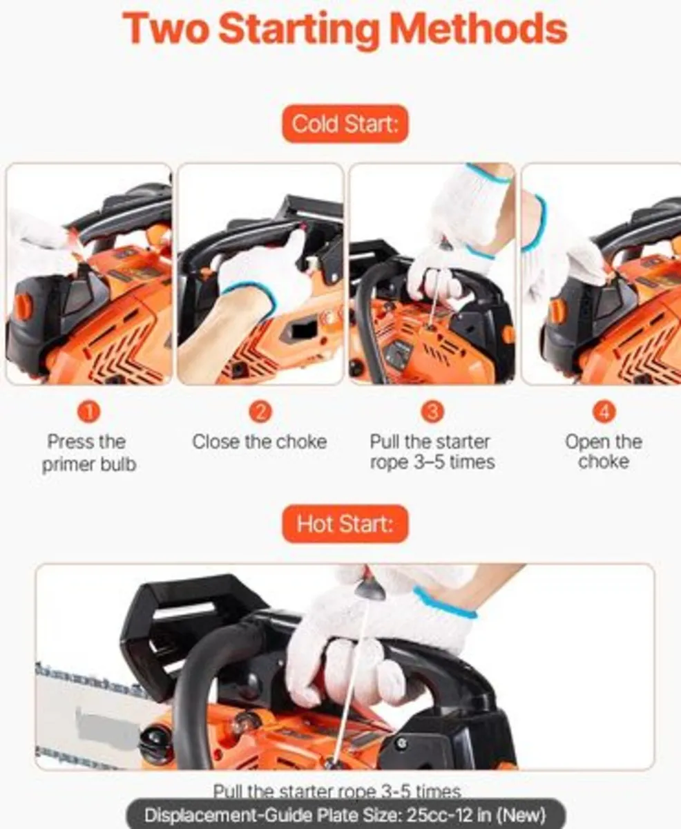 25 cc Gas Chainsaw, 12 inch Gas Powered Chainsaw, - Image 2