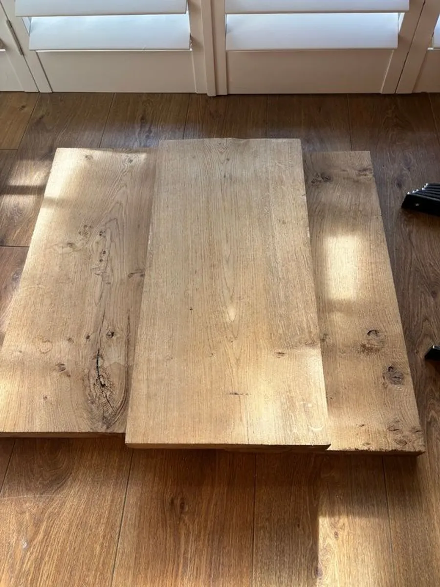 Chunky Solid Rustic Wood Shelves with Heavy Duty Steel Brackets - Image 2
