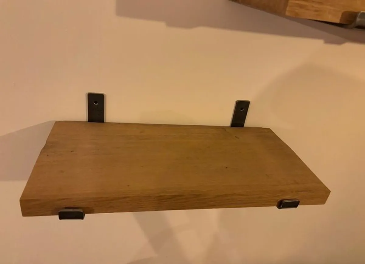 Chunky Solid Rustic Wood Shelves with Heavy Duty Steel Brackets - Image 4