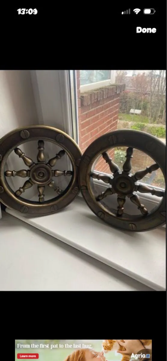 Vintage Brass Effect Steering Wheel Set - Image 1