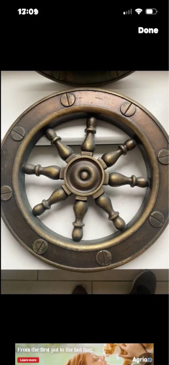 Vintage Brass Effect Steering Wheel Set - Image 2
