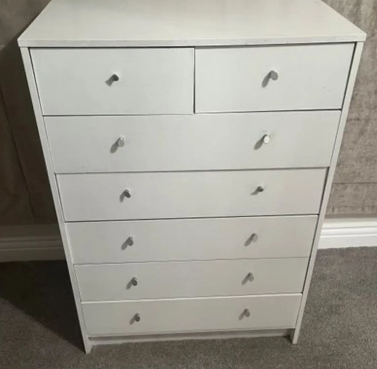 Large solid white chest of drawers