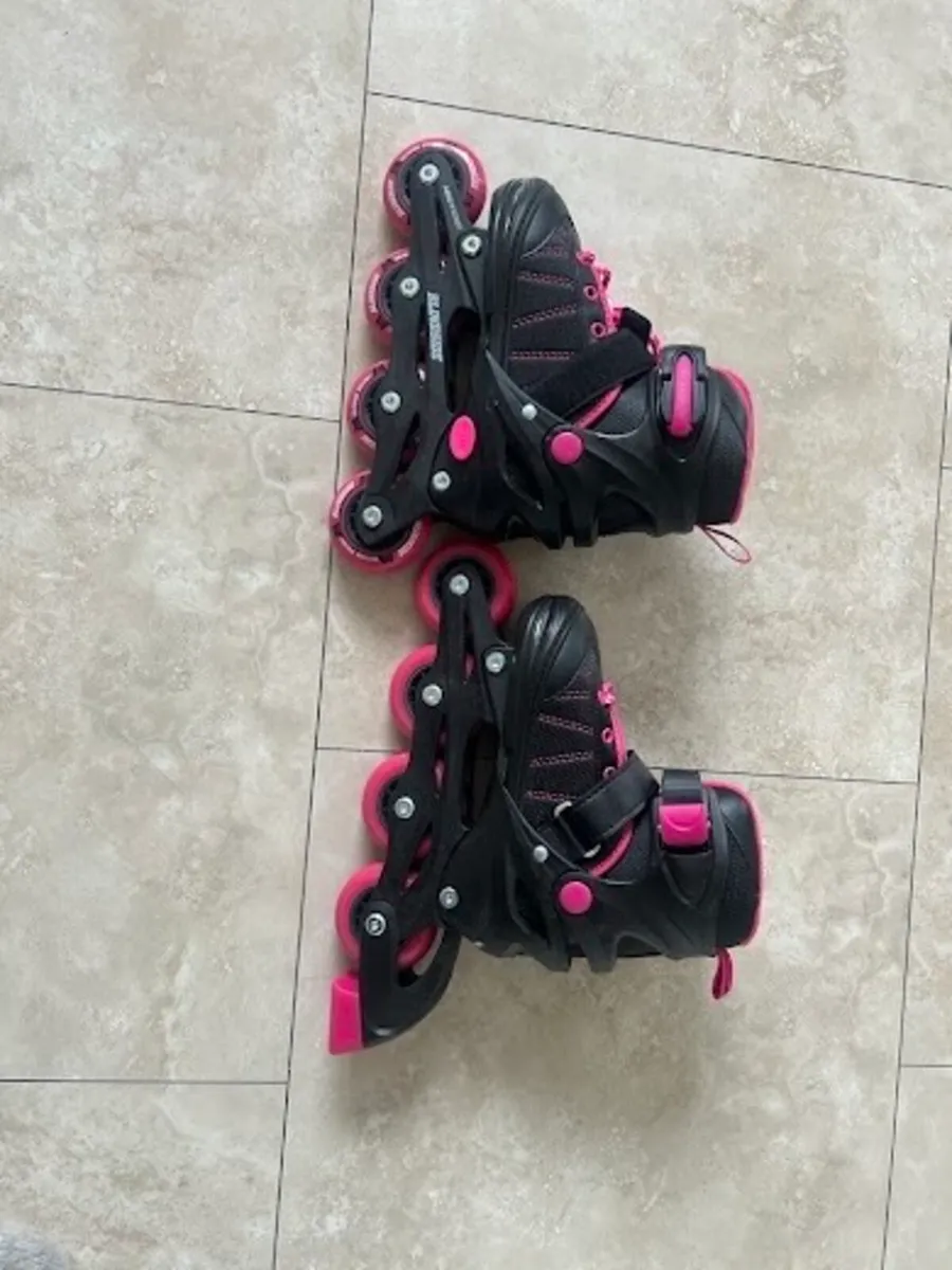 Adjustable Inline Skates in Black and Pink - Image 2