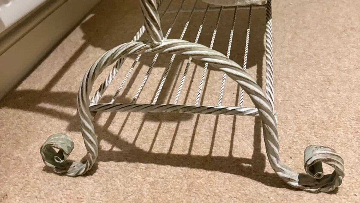 Antiqued towel rack with storage - Image 2