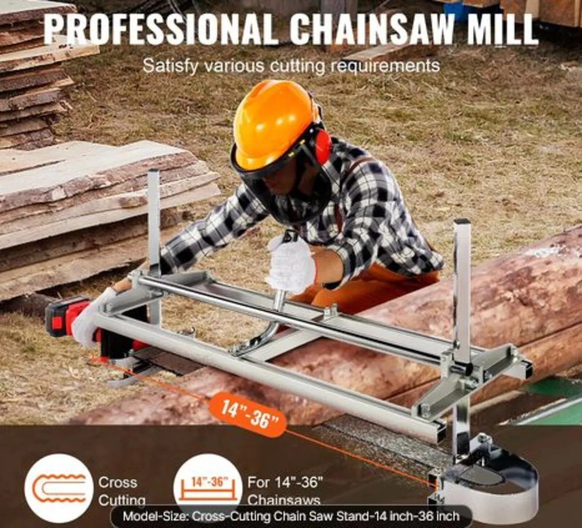 Portable Sawmill 35.6cm-91.4cm Guide Bar Galvanize - Image 3