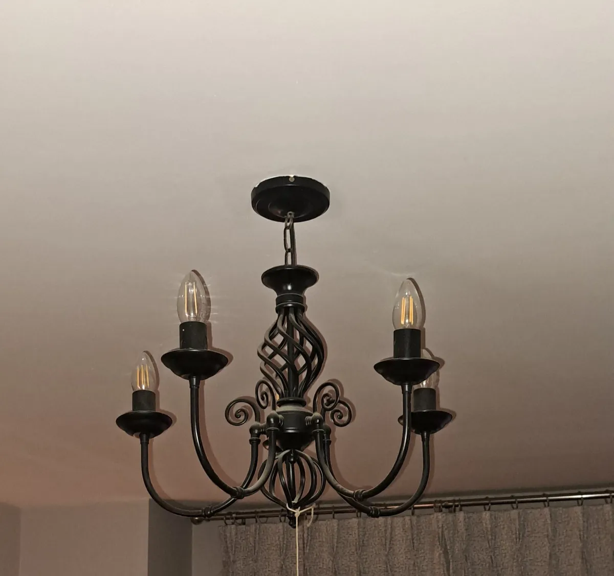 5 Arm Black Iron Chandelier