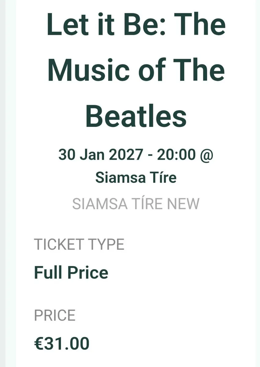 2 Tickets to 'Let it be  The Music of the beatles' - Image 1
