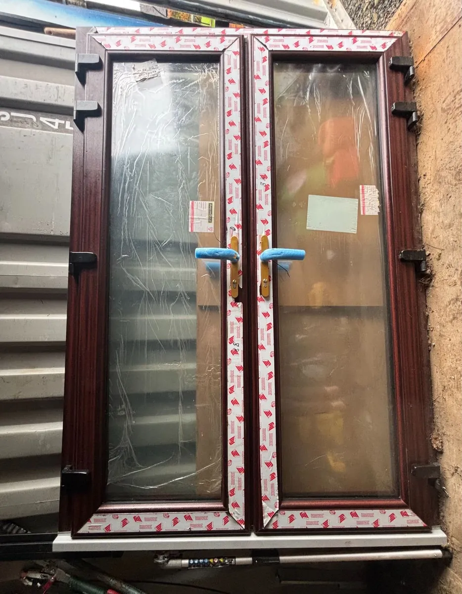 UPVC Double Door – Mahogany Woodgrain Finish – 207 - Image 1