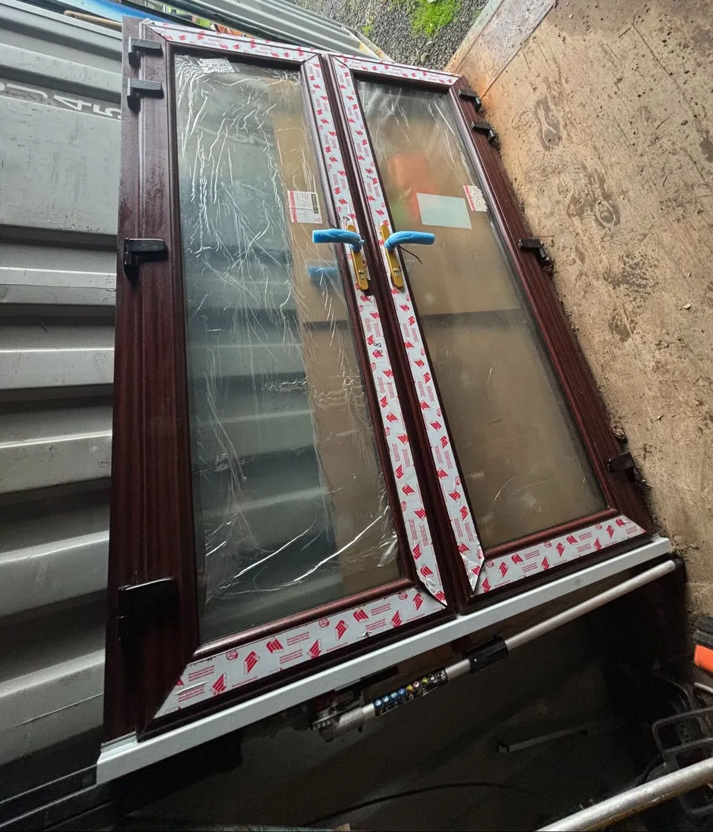 UPVC Double Door – Mahogany Woodgrain Finish – 207 - Image 3
