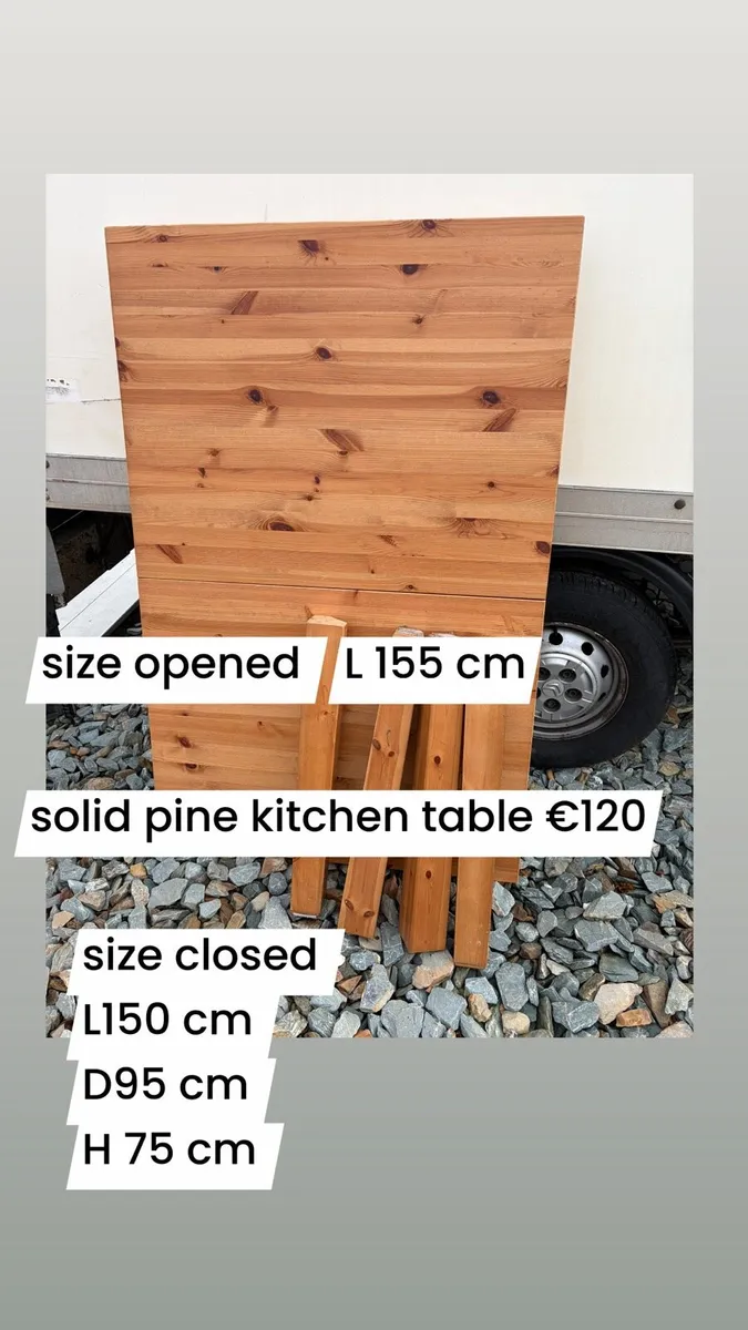 solid wooden extendable kitchen table - Image 1