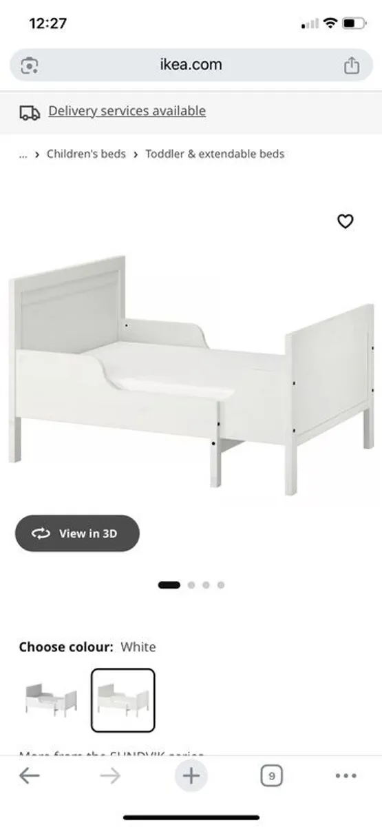IKEA SUNDVIK Ext bed frame with slatted bed base, white, 80x200 cm - Image 1