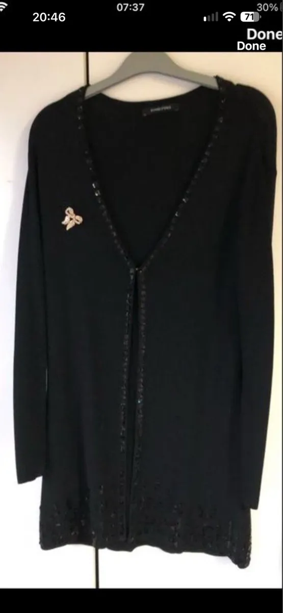 Ladies long cardigan & broach size 12 €8 - Image 1
