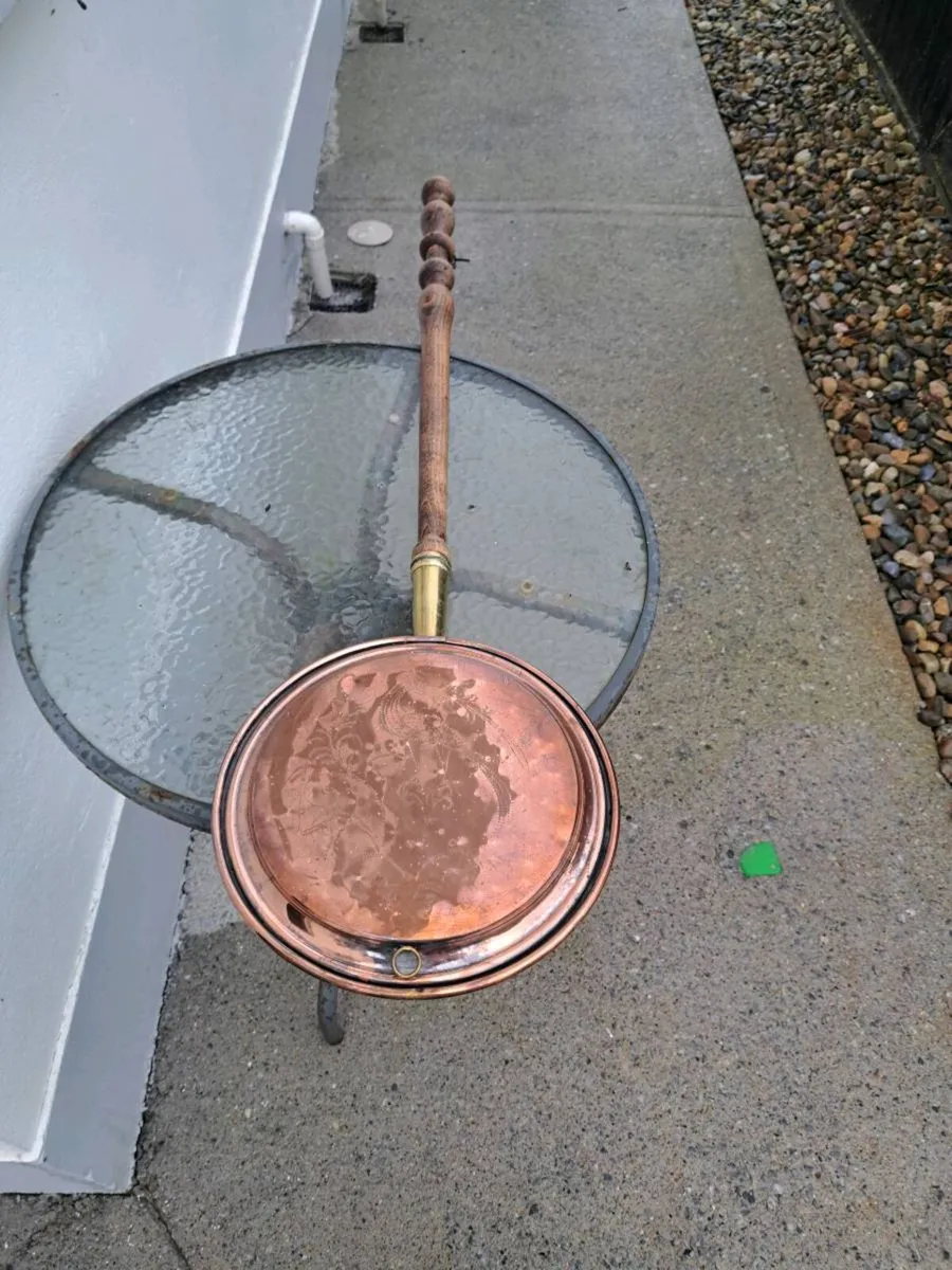 Old copper  bed warmer