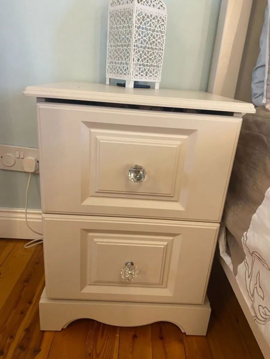 Cream Double Bed Frame & 2 Matching Bedside Locker - Image 3