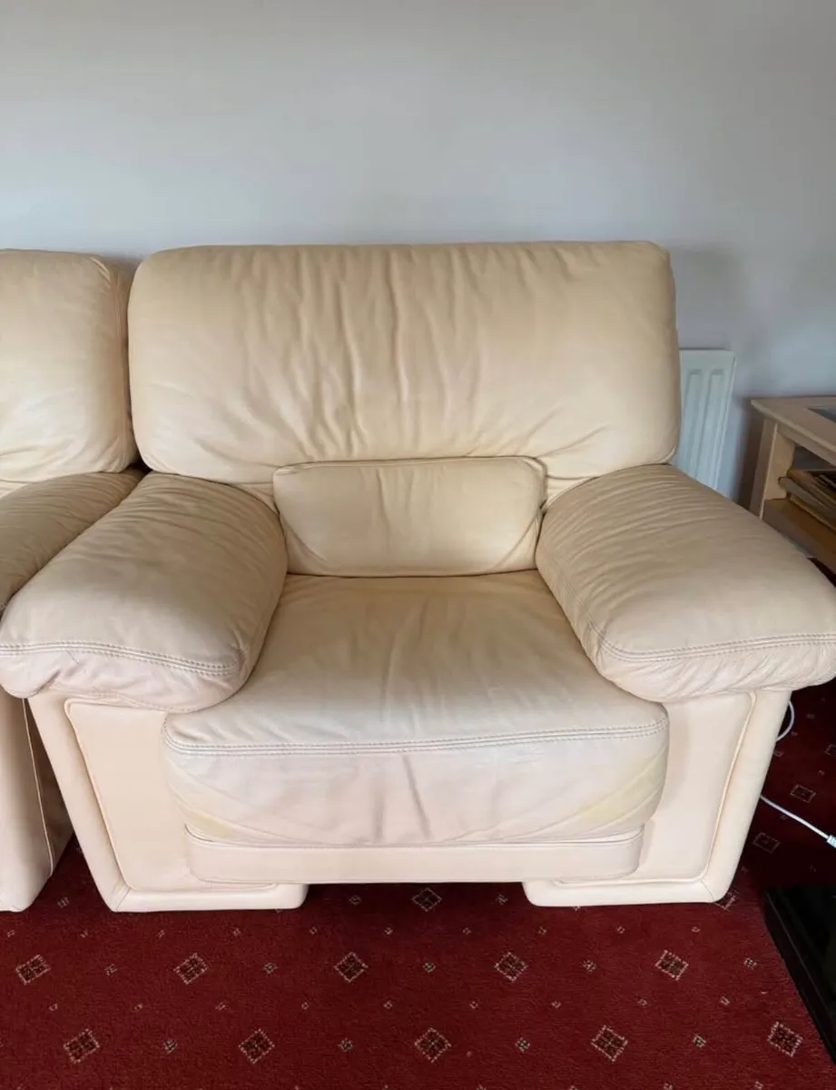3 Piece Italian Leather Sofa - Image 1